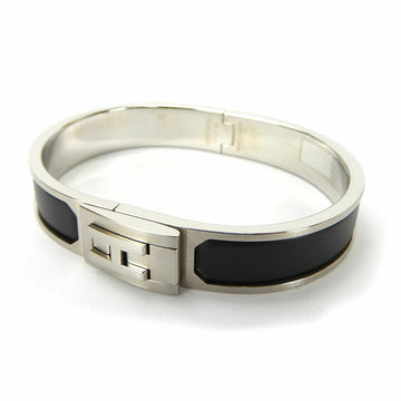 HERMES jet bracelet bangle black matte silver accessory plated unisex men's women's accessories noir matt