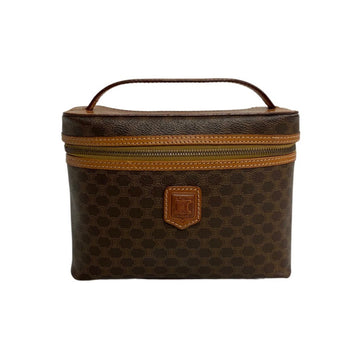 CELINE Vintage Macadam Blason Leather Genuine Mini Handbag Vanity Bag Pouch Brown