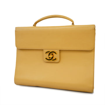 CHANELAuth  Briefcase Women's Caviar Leather Briefcase Beige