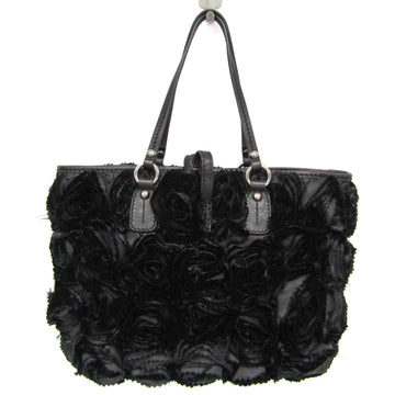 VALENTINO GARAVANI Garavani Flower Women's Polyester,Leather Handbag Black