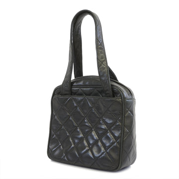 CHANELAuth  Matelasse Handbag Lambskin Women's Leather Handbag Black Gold Metal