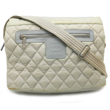 CHANEL Coco Cocoon Mark Shoulder Bag Quilted Nylon Leather Mint Gray 8617