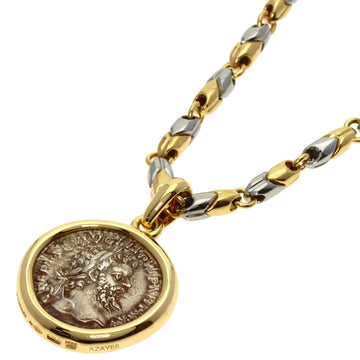 BVLGARI Monete Coin Necklace K18 Yellow Gold/SS Ladies