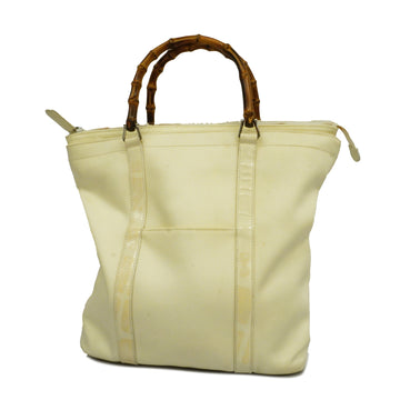 GUCCIAuth  Bamboo 000 3754 0508 Women's Nylon Canvas Handbag Ivory