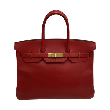 HERMES Birkin 35 Taurillon Clemence Couchevel Leather Genuine Handbag Tote Bag Red 24463