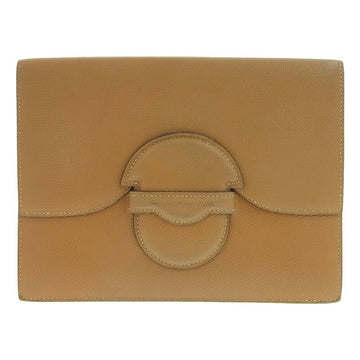 HERMES Faco Valenia Faubourg Natural Sable Bag Women's Clutch 〇K Engraved
