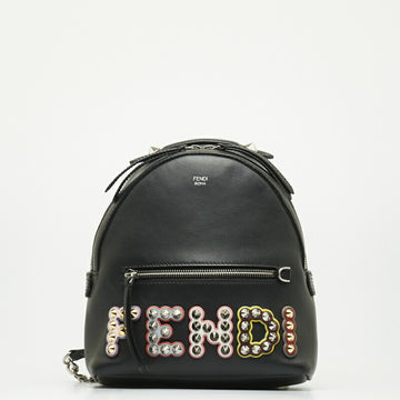 FENDI Visaway Studded Rucksack Backpack 8BZ038 Black Multicolor Leather Women's