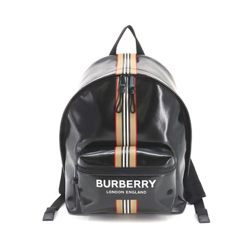 BURBERRY backpack rucksack PVC leather black beige 8030015 logo stripe Backpack