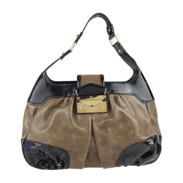 LOUIS VUITTON Bolly Shoulder Bag M95296 Monogram Emboss Embossed Leather Enamel Olive Brown Black Semi-shoulder One-shoulder Handbag Tote