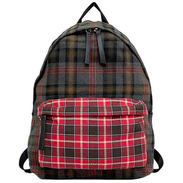 GIVENCHY Rucksack Gray Red Check Backpack Canvas Leather  Pattern Ladies