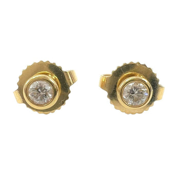 TIFFANY & Co. Visor Yard Diamond Earrings Stud K18YG Yellow Gold 750 0.9g Jewelry Women's Men's
