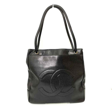 CHANEL bag tote black shoulder here mark ladies men caviar skin leather
