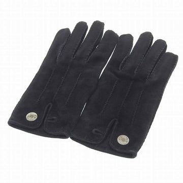 HERMES serie button glove gloves suede black 7