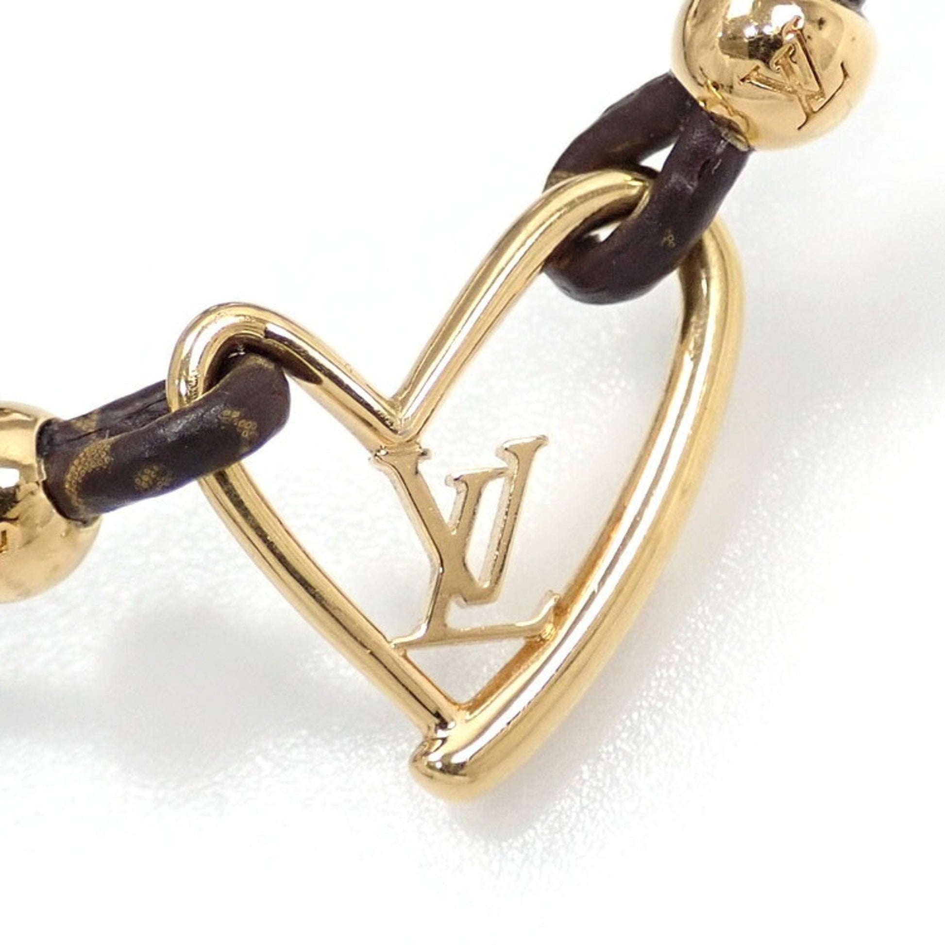 LOUIS VUITTON Monogram Fall In Love Adjustable Bracelet Heart used M8024A