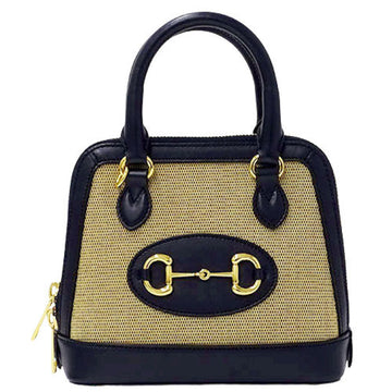 GUCCI Bag Ladies Handbag Horsebit 1955 Canvas Leather Beige Dark Navy Black 640716