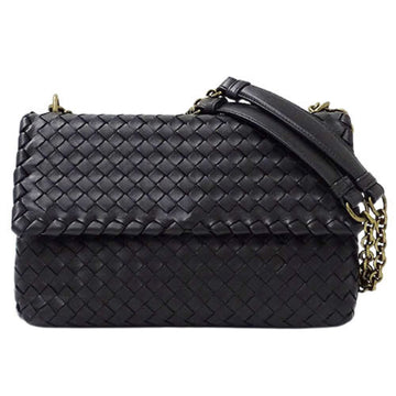 Bottega Veneta Women's Shoulder Bag Chain Intrecciato Olympia Small Leather Black 386498 2way