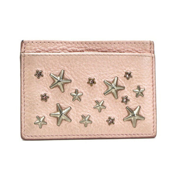 JIMMY CHOO Card Case Pass Studs Leather Pink For  Ladies Type