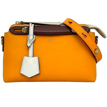 FENDI 2way visor way orange white brown 8BL145 leather  shoulder bag handbag pochette studs ladies