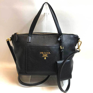 PRADA bag handbag leather nero black