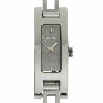 GUCCI 3900L stainless steel quartz analog display ladies silver dial watch