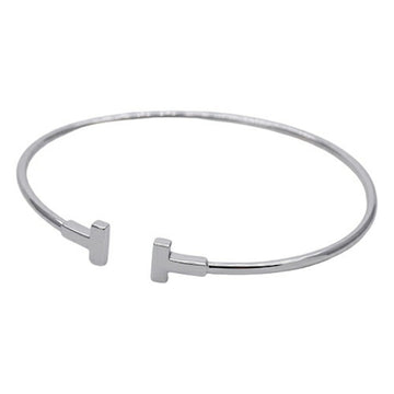 TIFFANY&Co. Bracelet Ladies 750WG Narrow T Wire Medium M White Gold 60010776 Polished
