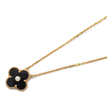 VAN CLEEF & ARPELS Vintage Alhambra Onyx 1P Diamond Necklace Necklace Black Clear K18PG[Rose Gold] Onyx Black Clear