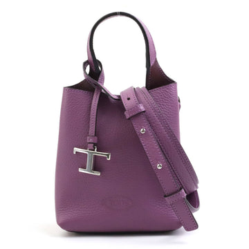 TOD'S Crossbody Shoulder Bag Handbag Timeless Micro Leather Purple Ladies