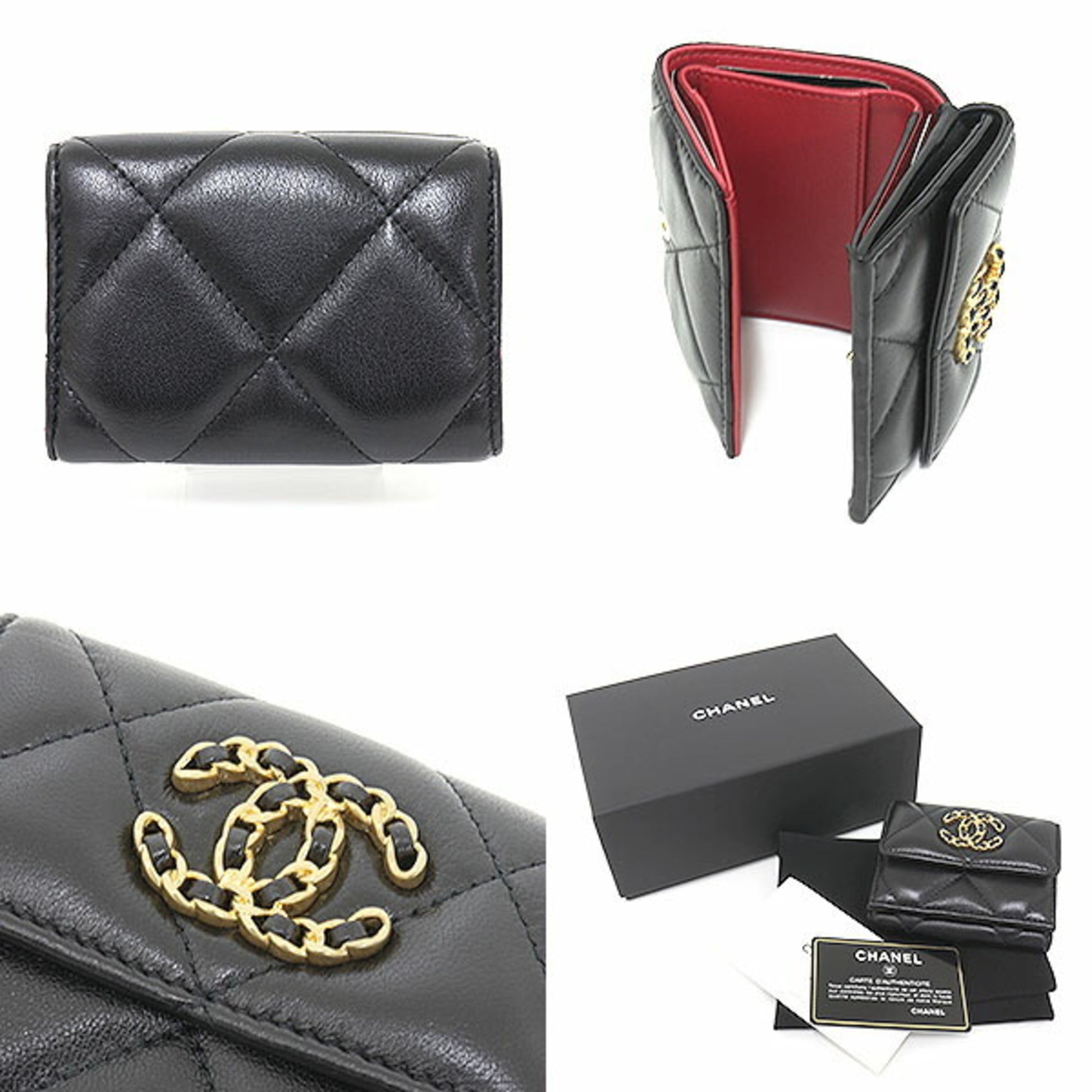 Chanel 19 Flap Wallet Quilted Lambskin Small Black 2082141