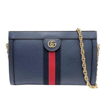 Gucci Ophidia Small Chain Bag Shoulder Leather Navy Red 503877 Ladies