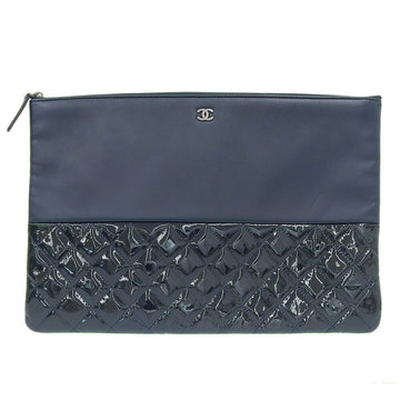Chanel here mark logo clutch bag leather navy blue with seal boutique (2014/08/15 O.H) 19 series