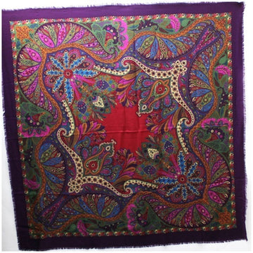 GUCCI stole scarf muffler paisley pattern purple x multicolor  ladies