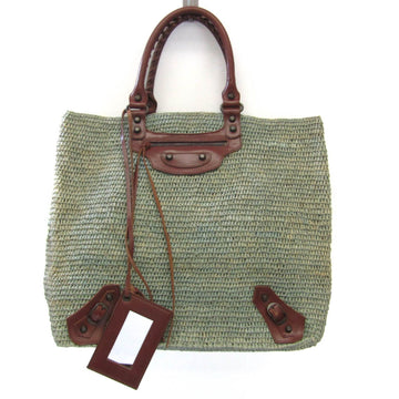 BALENCIAGA Raffia 515859 Women's Straw Tote Bag Light Green
