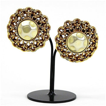 CHANEL earrings fake pearl gold clip type ladies