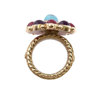 CHANEL Colored Stone A14 Coco Mark Ring Gold Women's