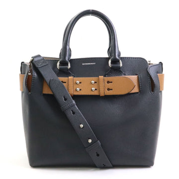 BURBERRY handbag shoulder bag medium belt leather black x light brown ladies