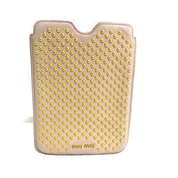 MIU MIU Miu Pink Leather Brand Accessories iPad Case Unisex