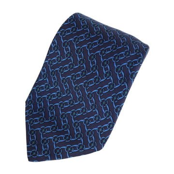 HERMES tie 7267 MA silk navy blue whole pattern