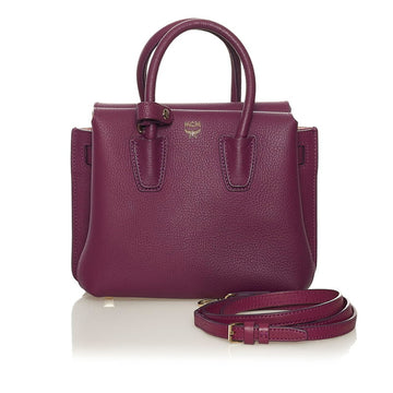 MCM Mini Handbag Shoulder Bag Purple Leather Ladies