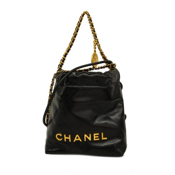 CHANEL handbag 22 chain shoulder calfskin black ladies