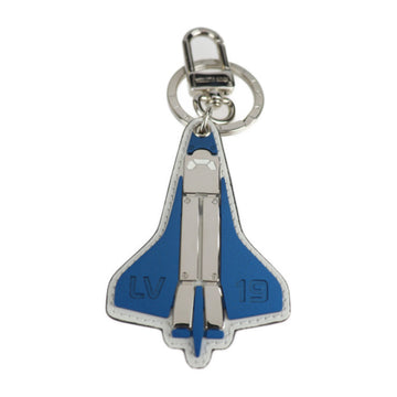 LOUIS VUITTON Porto Cle Mascot Locket Keychain MP2214 Metal Leather Blue Silver White