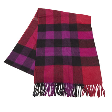 BURBERRY Check Scarf Red Purple Cashmere Women's