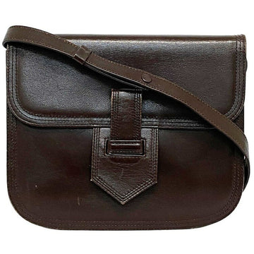 YVES SAINT LAURENT Shoulder Bag Brown YSL Leather Flap Handbag Ladies