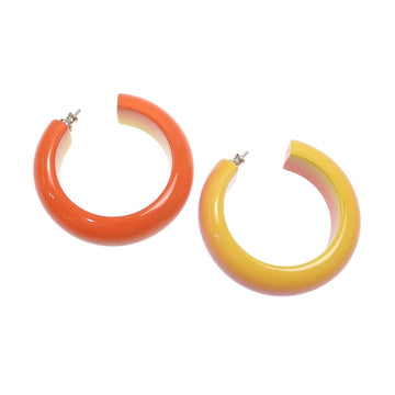 HERMES Earrings Fusion GM Ladies Lacquer Wood 27.5g Acidur Pink Orange Yellow Multicolor 041935