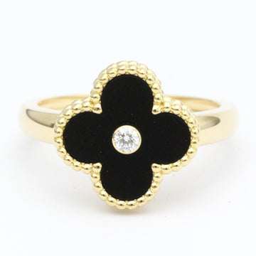 VAN CLEEF & ARPELS Vintage Alhambra Ring Diamond Onyx 18K Yellow Gold BF561448