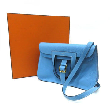Hermes Arzan 31 2WAY Shoulder Bag Handbag Blue Atoll Taurillon Clemence Gold Hardware