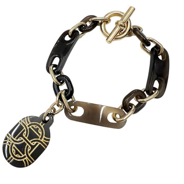 HERMES Bracelet Chaine D'ANCRE H057133FD01 Buffalo Horn Metal Men's Women's