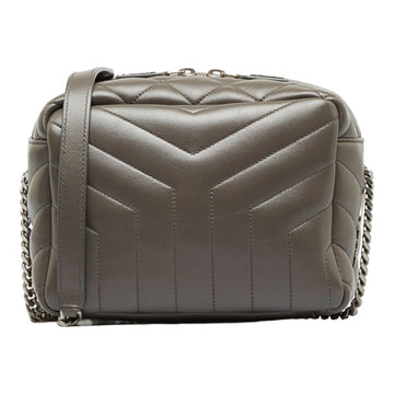 SAINT LAURENT Lulu Y Stitch Chain Shoulder Bag 574102 Gray Leather Women's