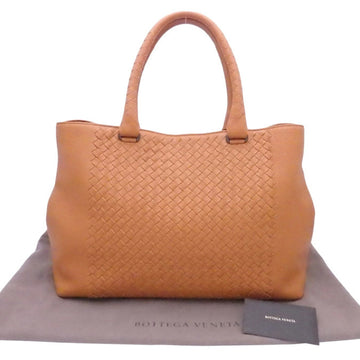 BOTTEGA VENETA Tote Bag Intrecciato Orange Brown Leather Shoulder Ladies