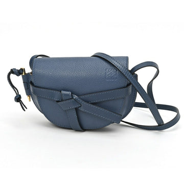 LOEWE Gate Dual Bag Kataoshi Leather Blue E-154879