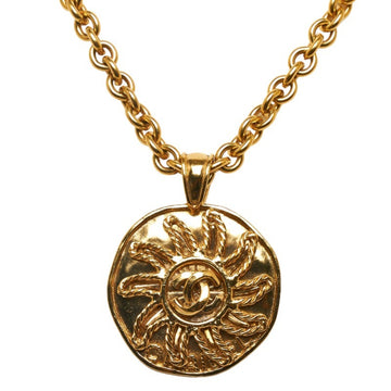 CHANEL Cocomark Sun Motif Necklace Gold Plated Women's